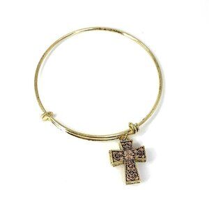 Alexa's Angels Religious Charm Bracelet With Cross Gold Finish Expandable